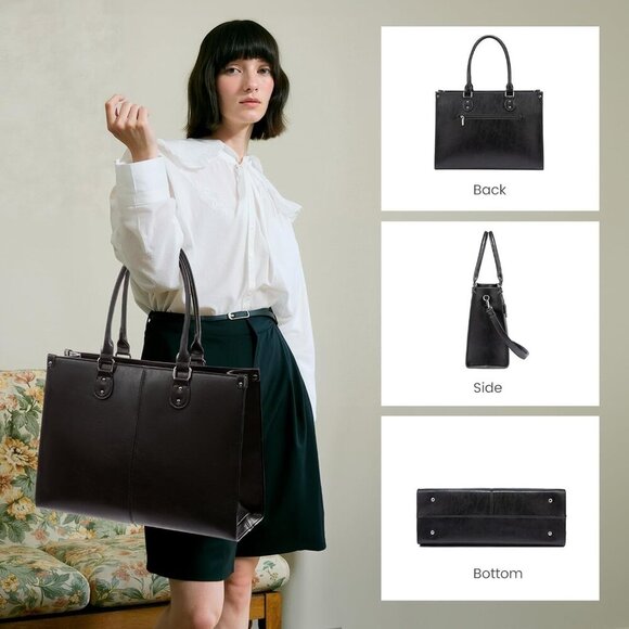 LOVEVOOK Laptop Bag for Women 15.6 inch Laptop Tote Bag Vintage Work Bags - Picture 7 of 8